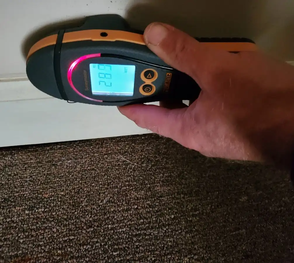 Moisture detection at baseboard during Sewage Cleanup & Sanitation in DeBary